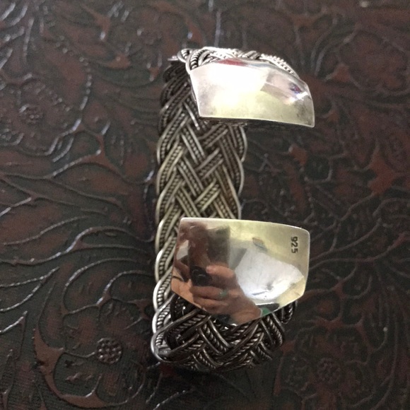 Sterling  925 braided woven 6.75-7” cuff bracelet - Picture 3 of 8